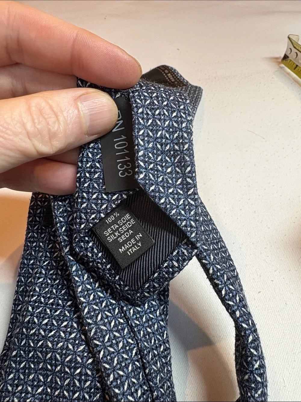 Ermenegildo Zegna Blue Black Patterned Silk Tie